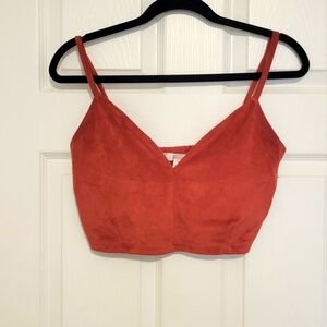 Pink Suede Crop Top M
